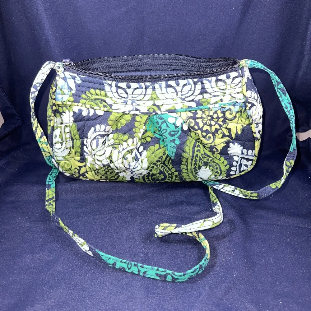 Vera Bradley Crossbody Green Blue Paisley Quilted Adjustable Strap Vibrant Boho - Picture 2 of 6